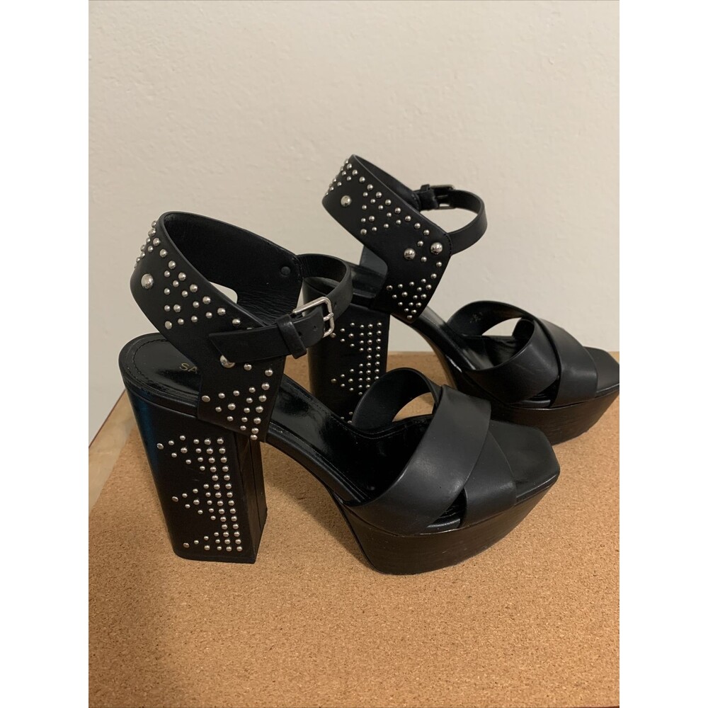 Saint Laurent WOMENS LEATHER STUDDED DRESS SANDALS Size 38 US 8 Retail $1095